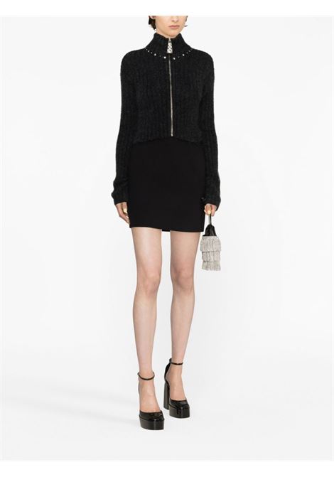 Black embellished ribbed-knit cardigan - women ALESSANDRA RICH | FAB3485K40588062